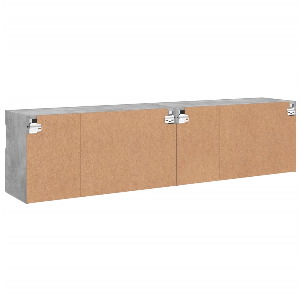 Meubles TV muraux et lumières LED 2pcs gris béton 80x30x40 cm - XIOS