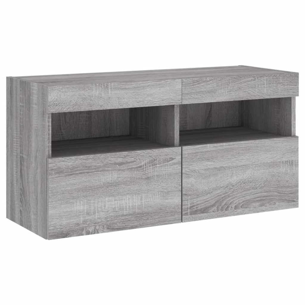 Meuble TV mural avec lumières LED sonoma gris 80x30x40 cm - XIOS