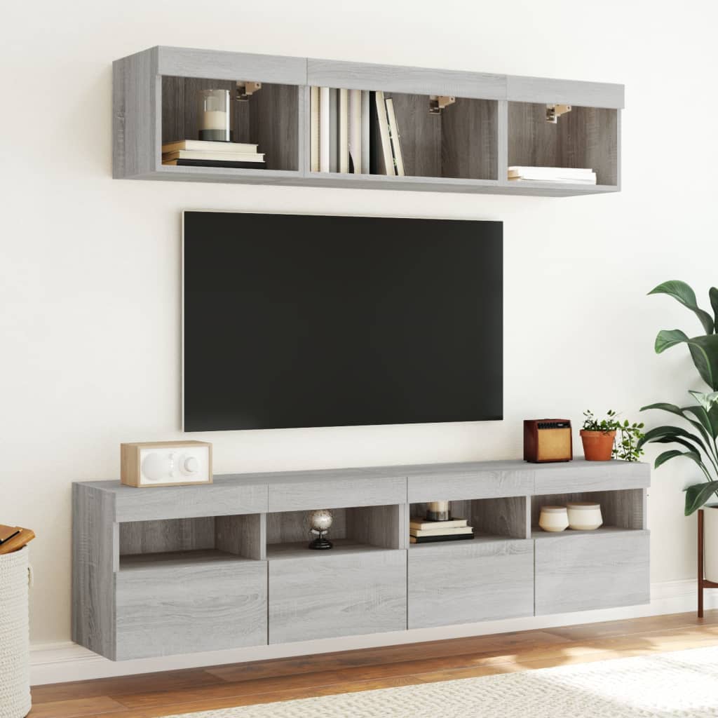 Meuble TV mural avec lumières LED sonoma gris 80x30x40 cm - XIOS
