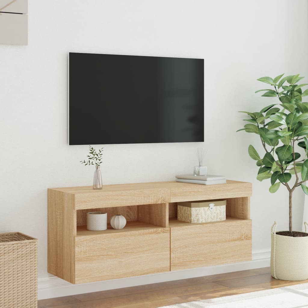 Meuble TV mural avec lumières LED chêne sonoma 100x30x40 cm - XIOS