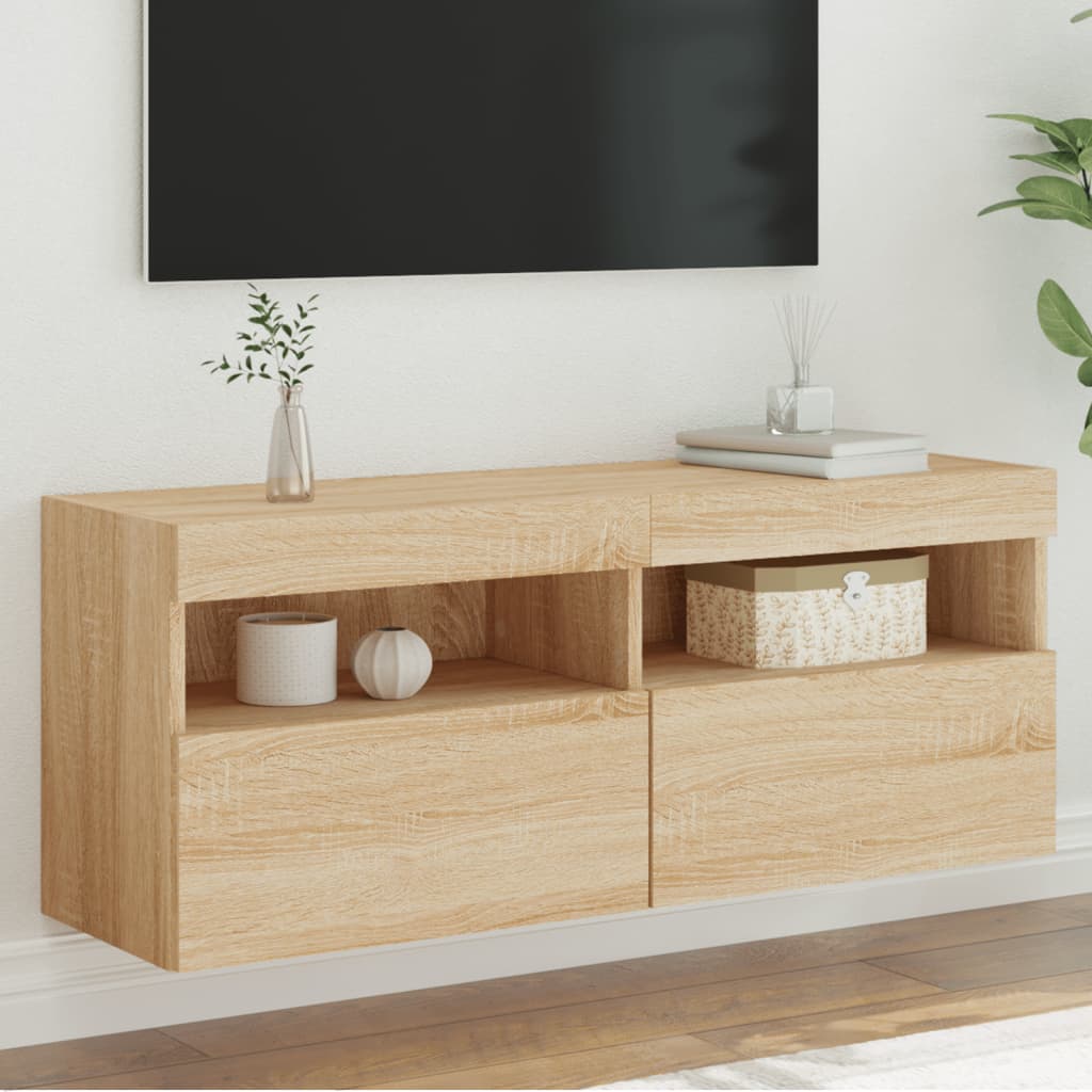 Meuble TV mural avec lumières LED chêne sonoma 100x30x40 cm - XIOS