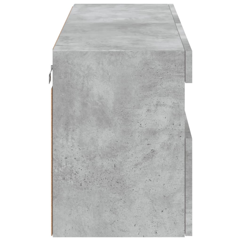 Meuble TV mural avec lumières LED gris béton 100x30x40 cm - XIOS
