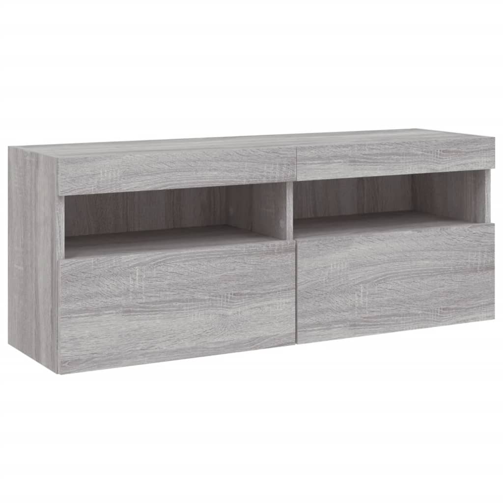 Meuble TV mural avec lumières LED sonoma gris 100x30x40 cm - XIOS