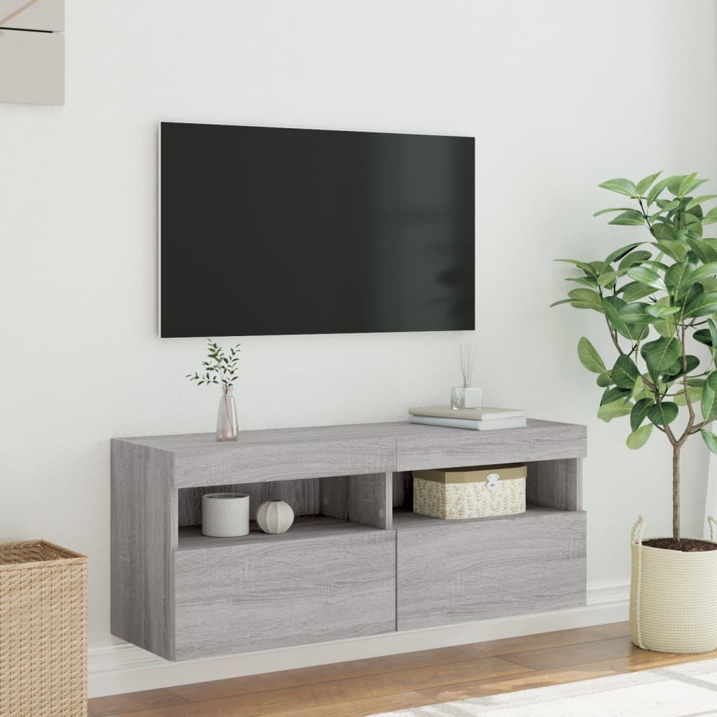 Meuble TV mural avec lumières LED sonoma gris 100x30x40 cm - XIOS