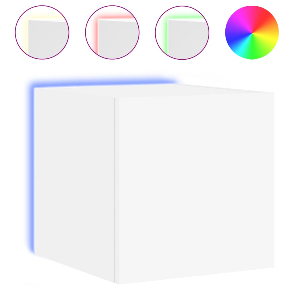 Meuble TV mural avec lumières LED blanc 30,5x35x30 cm - XIOS