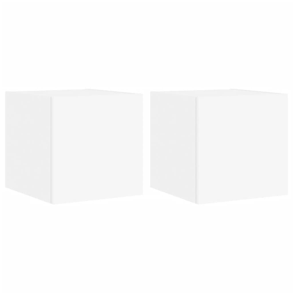 Meubles TV muraux avec lumières LED 2 pcs blanc 30,5x35x30 cm - XIOS