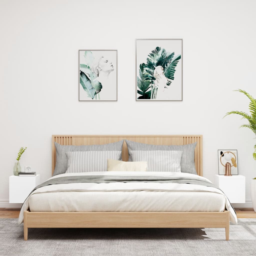 Meubles TV muraux avec lumières LED 2 pcs blanc 30,5x35x30 cm - XIOS
