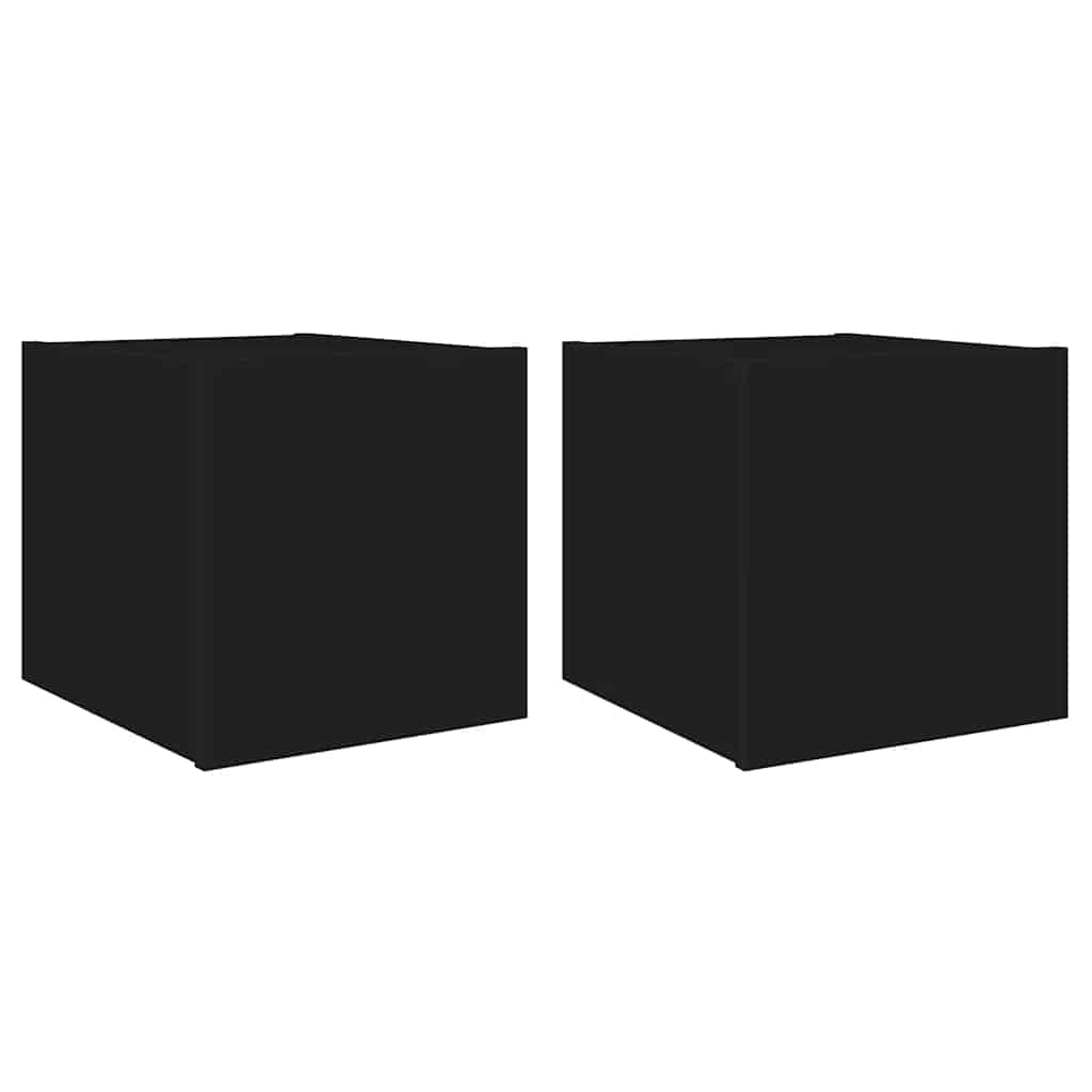 Meubles TV muraux avec lumières LED 2 pcs noir 30,5x35x30 cm - XIOS