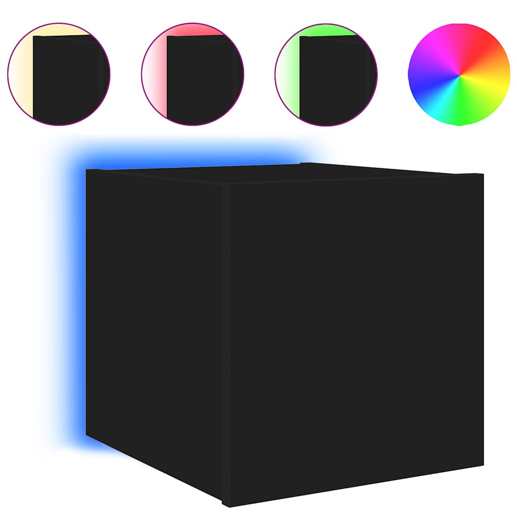 Meubles TV muraux avec lumières LED 2 pcs noir 30,5x35x30 cm - XIOS