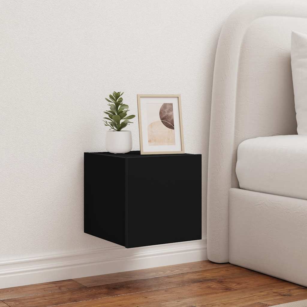 Meubles TV muraux avec lumières LED 2 pcs noir 30,5x35x30 cm - XIOS