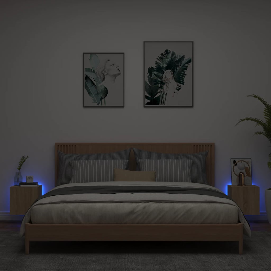 Meubles TV muraux lumières LED 2 pcs chêne sonoma 30,5x35x30 cm - XIOS