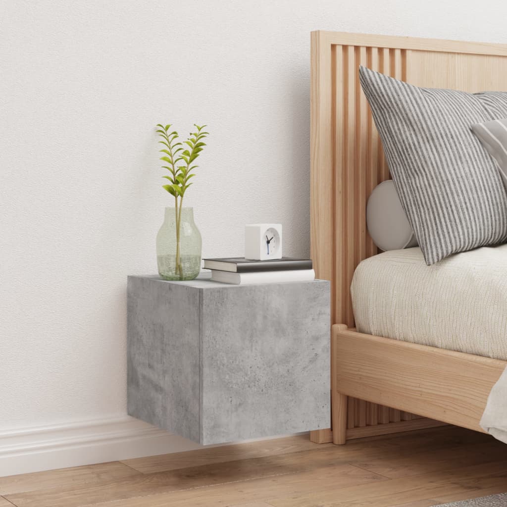 Meuble TV mural avec lumières LED gris béton 30,5x35x30 cm - XIOS