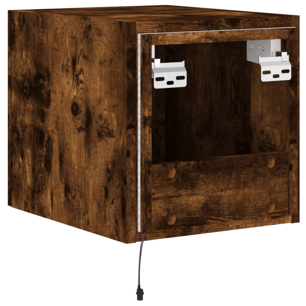 Meuble TV mural avec lumières LED chêne fumé 30,5x35x30 cm - XIOS