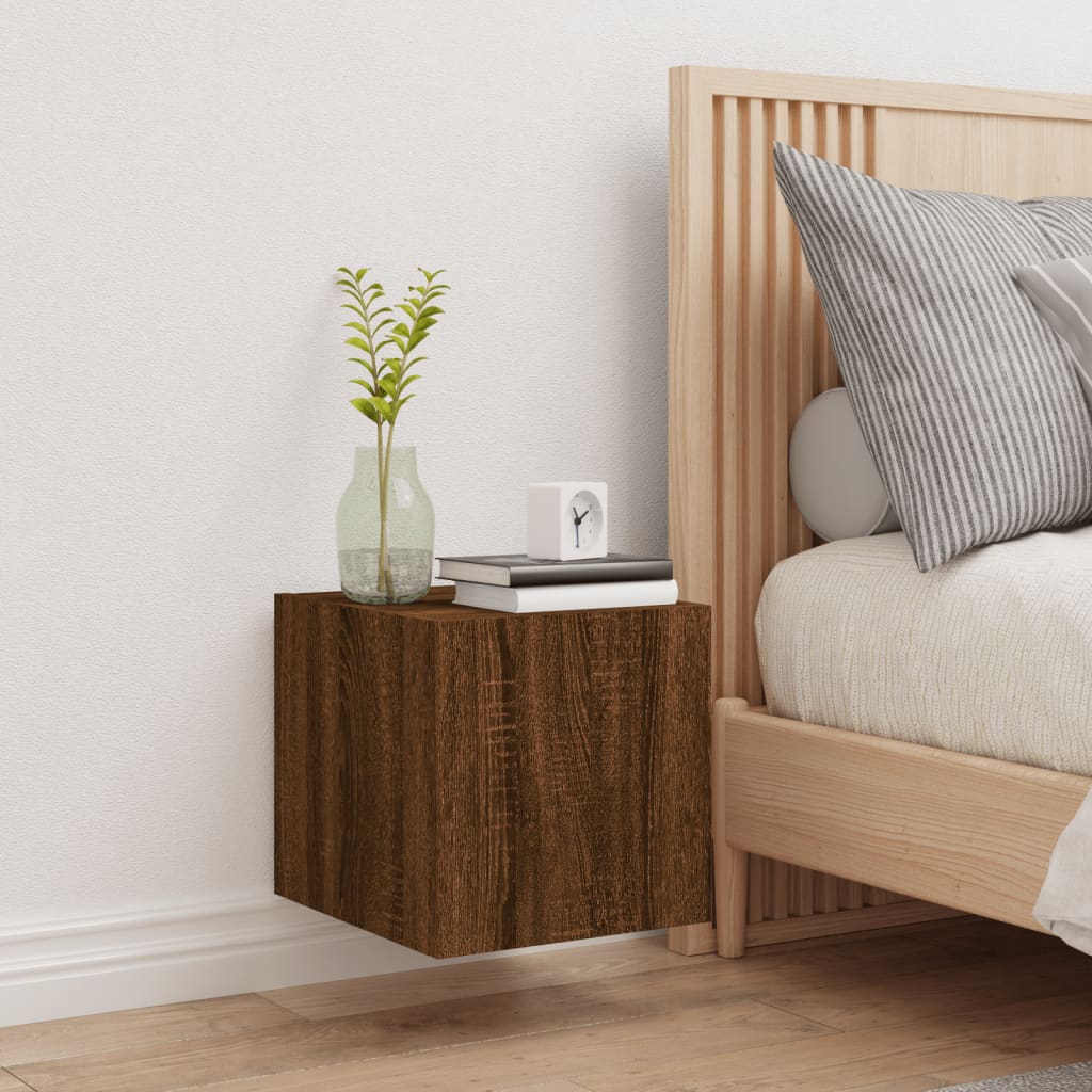 Meuble TV mural avec lumières LED chêne marron 30,5x35x30 cm - XIOS