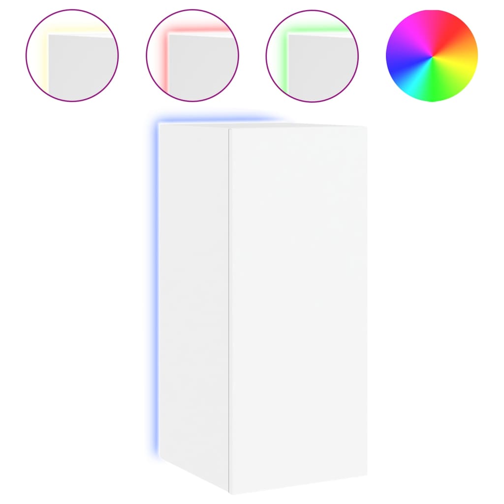 Meuble TV mural avec lumières LED blanc 30,5x35x70 cm - XIOS