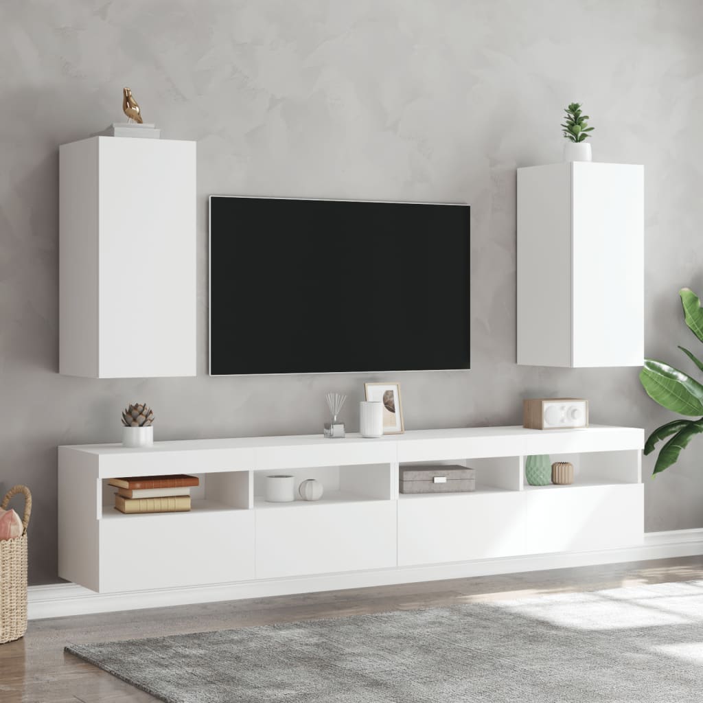 Meuble TV mural avec lumières LED blanc 30,5x35x70 cm - XIOS