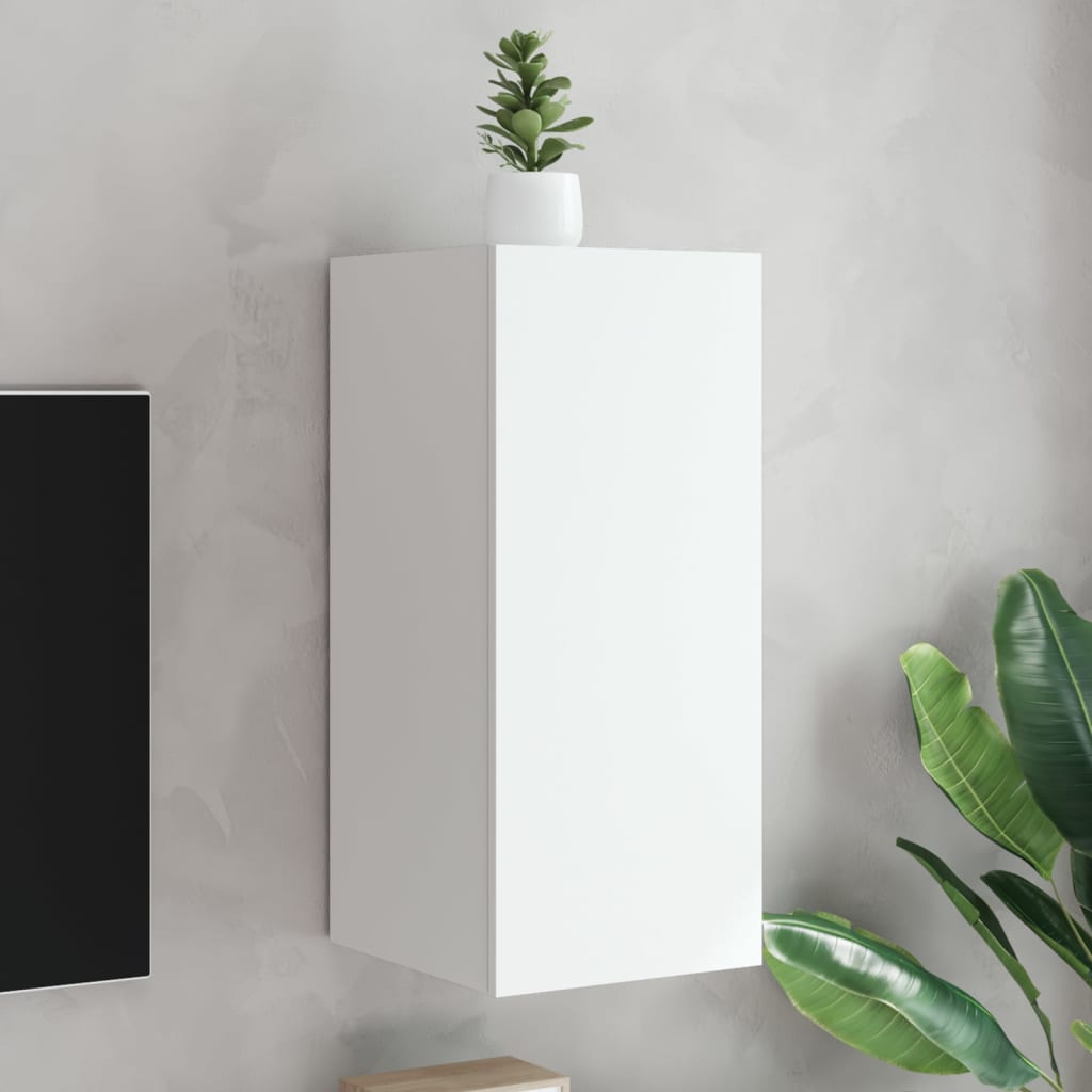 Meuble TV mural avec lumières LED blanc 30,5x35x70 cm - XIOS