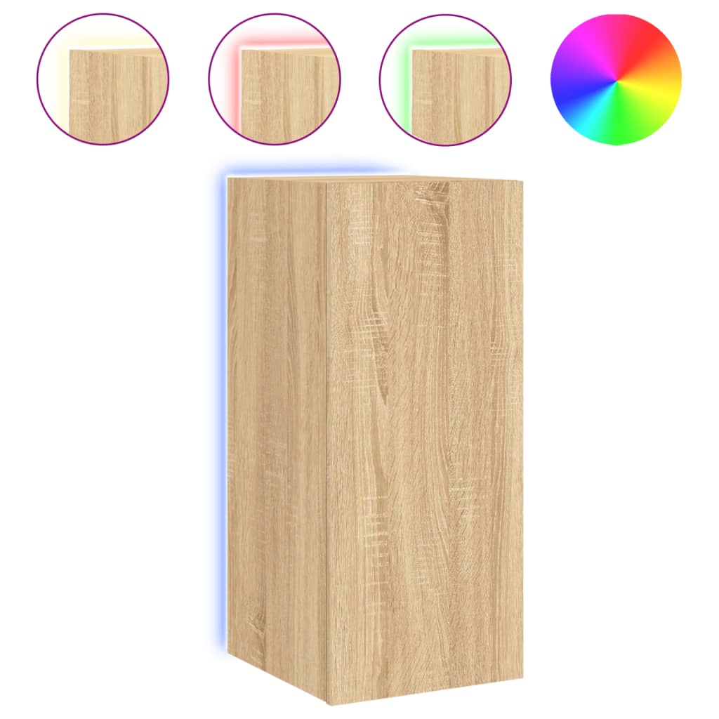 Meuble TV mural avec lumières LED chêne sonoma 30,5x35x70 cm - XIOS