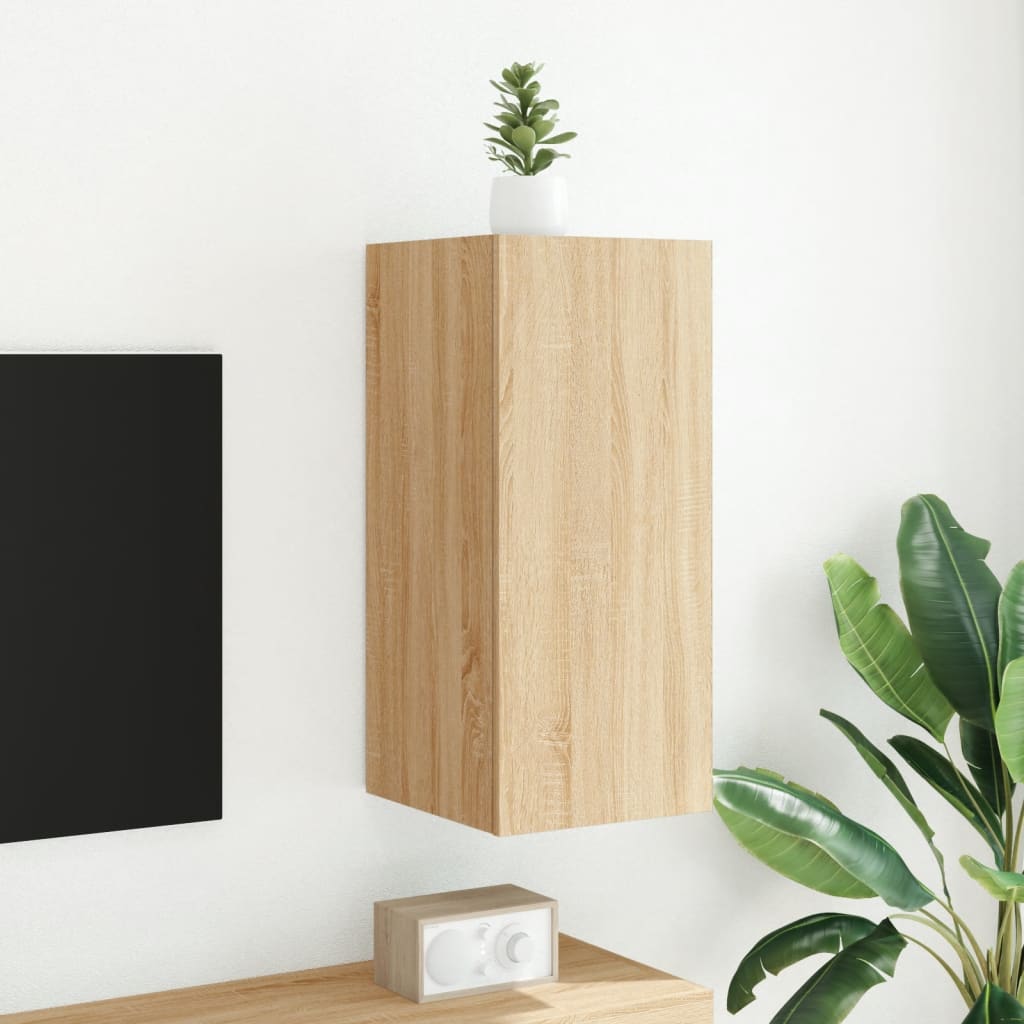 Meuble TV mural avec lumières LED chêne sonoma 30,5x35x70 cm - XIOS