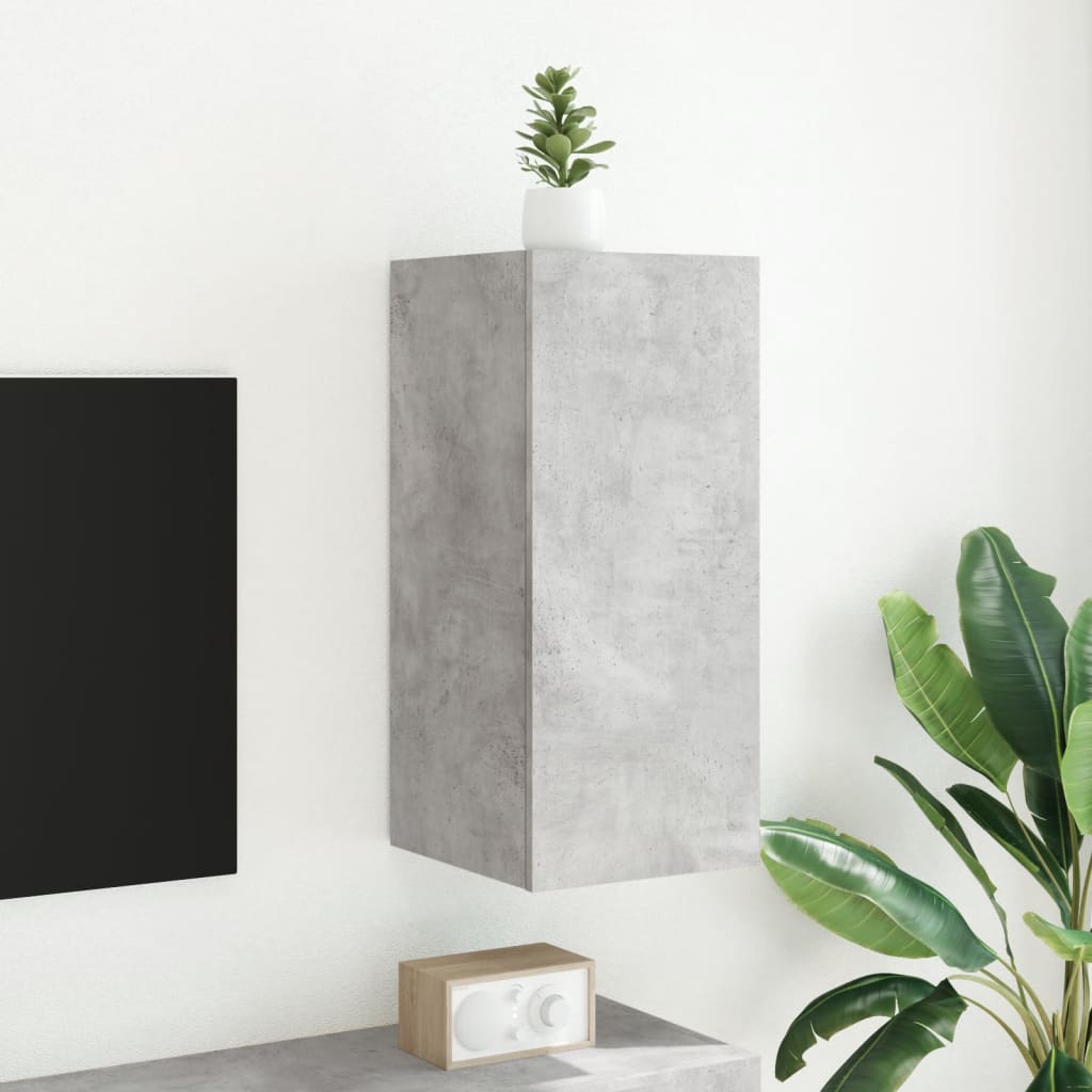 Meuble TV mural avec lumières LED gris béton 30,5x35x70 cm - XIOS