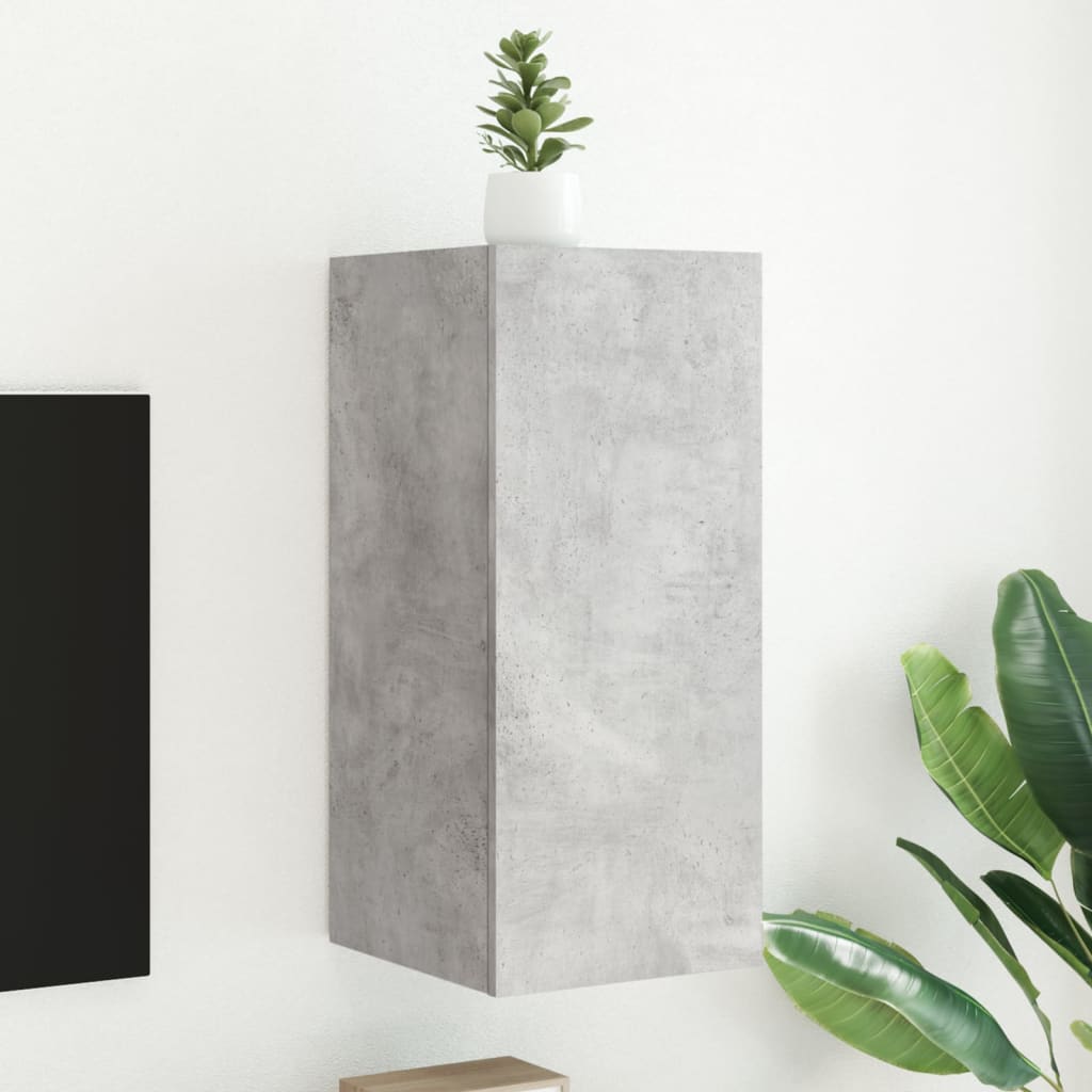 Meuble TV mural avec lumières LED gris béton 30,5x35x70 cm - XIOS