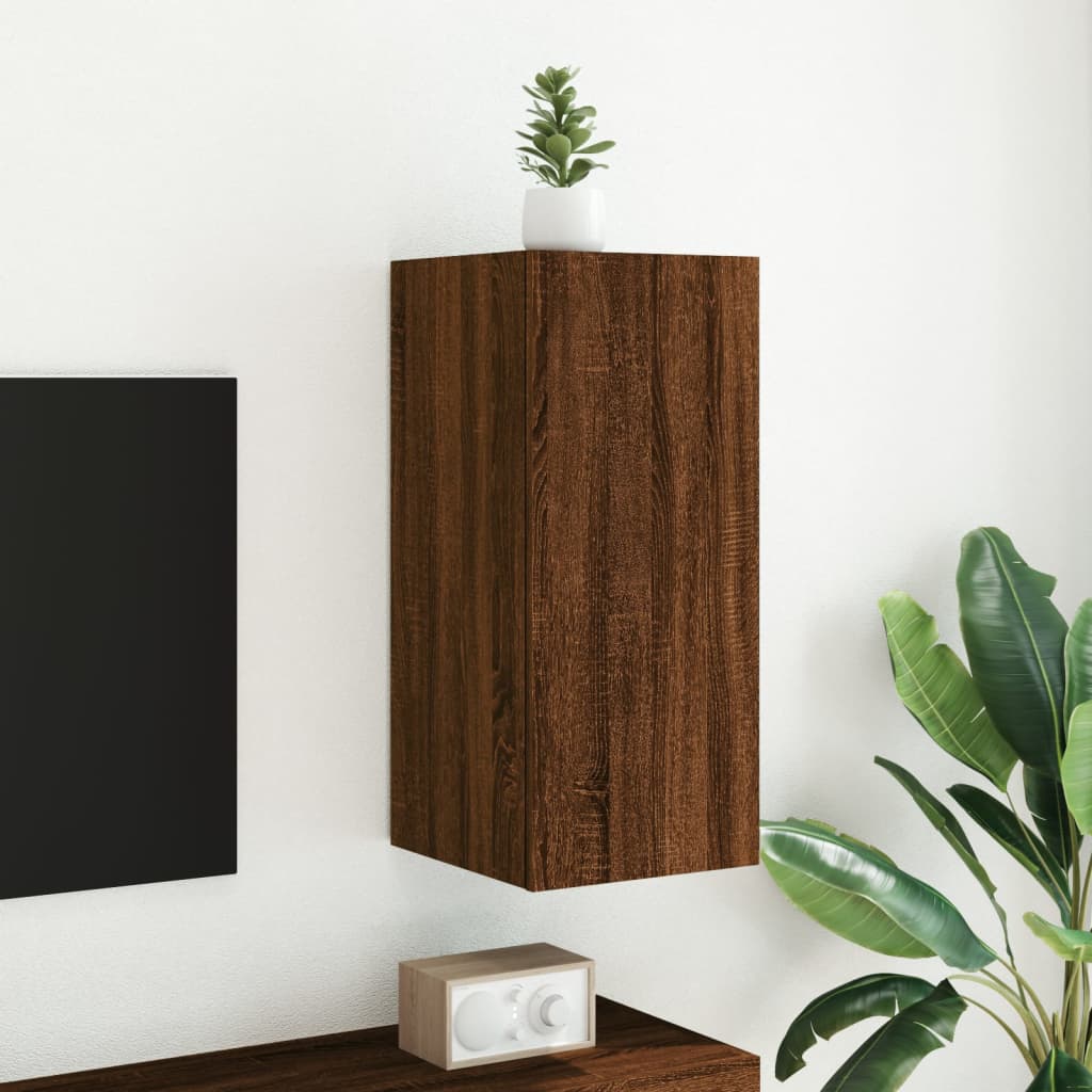Meuble TV mural avec lumières LED chêne marron 30,5x35x70 cm - XIOS