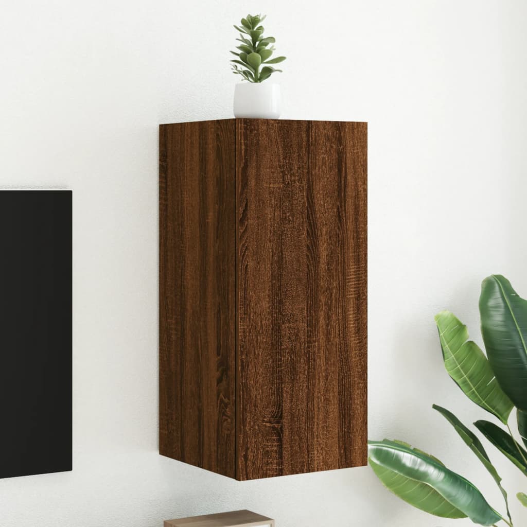 Meuble TV mural avec lumières LED chêne marron 30,5x35x70 cm - XIOS