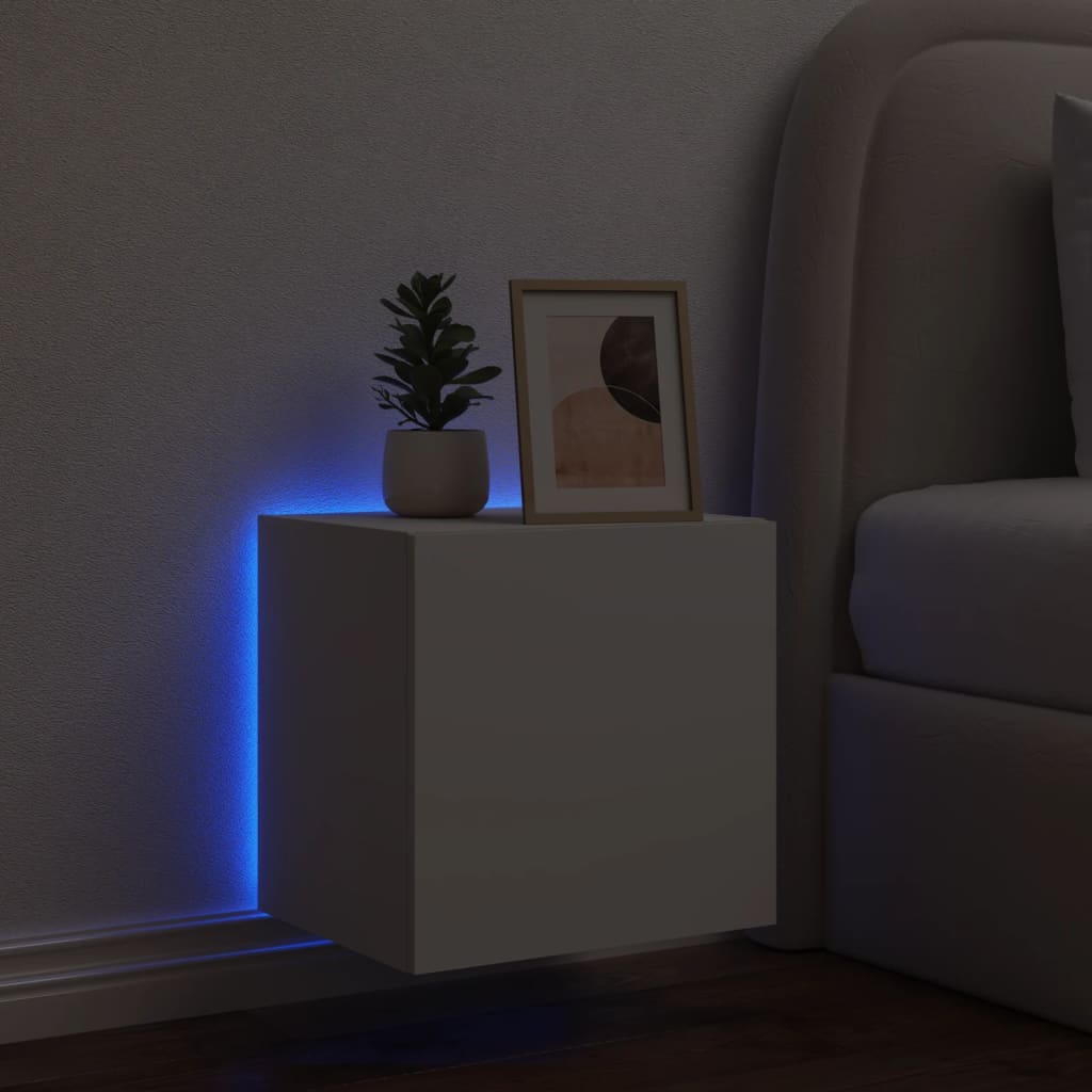 Meuble TV mural avec lumières LED blanc 40,5x35x40 cm - XIOS