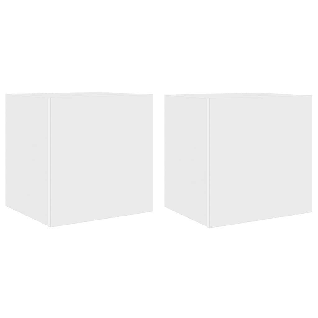 Meubles TV muraux avec lumières LED 2 pcs blanc 40,5x35x40 cm - XIOS