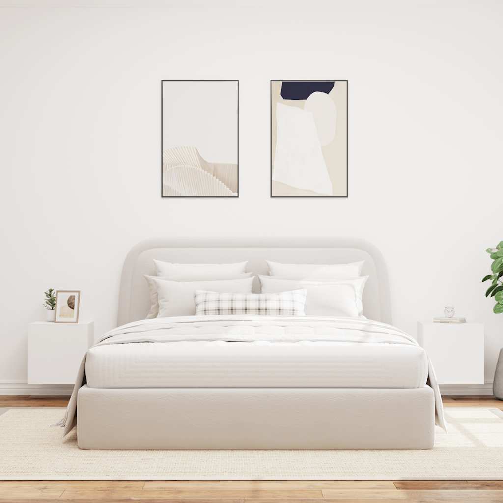 Meubles TV muraux avec lumières LED 2 pcs blanc 40,5x35x40 cm - XIOS