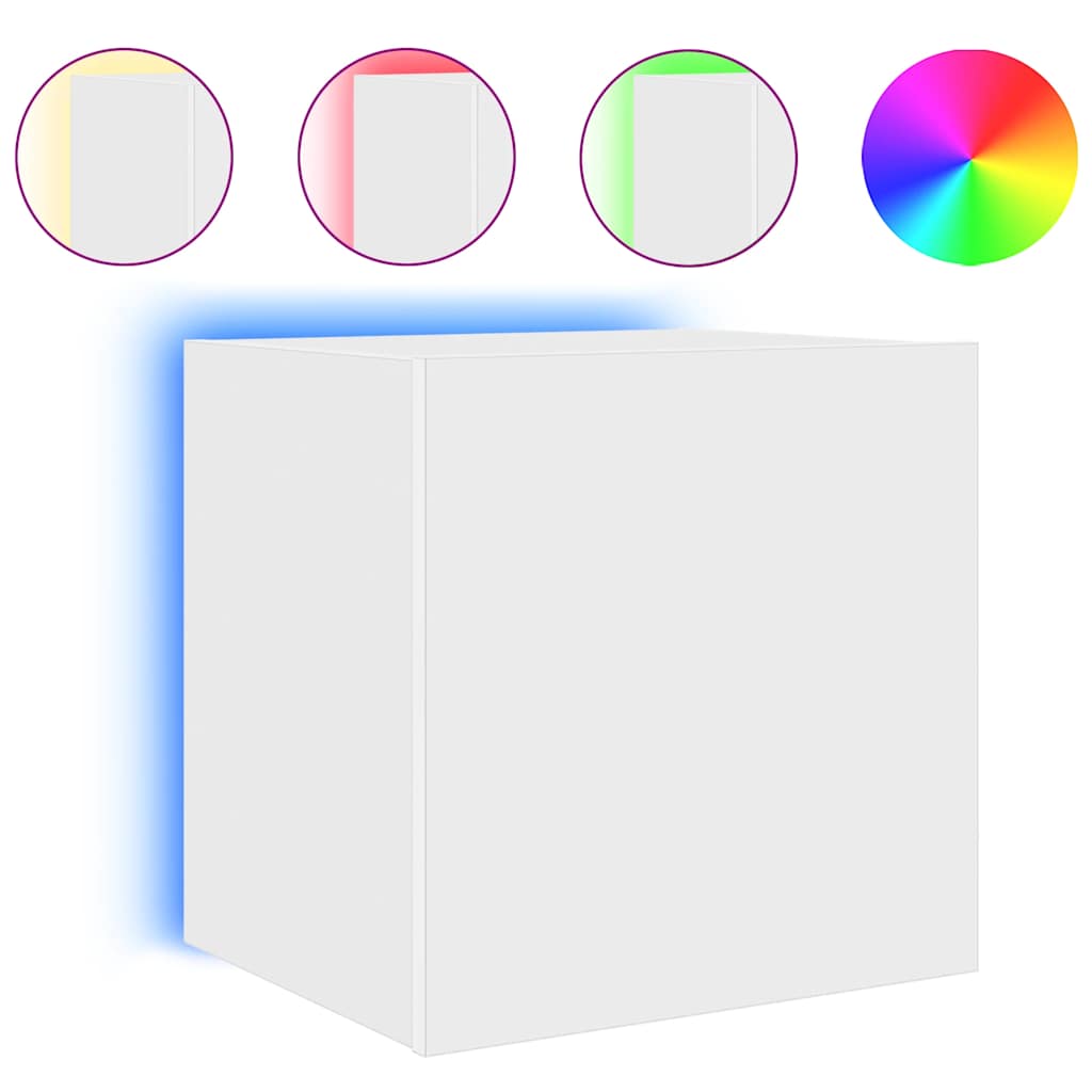 Meubles TV muraux avec lumières LED 2 pcs blanc 40,5x35x40 cm - XIOS