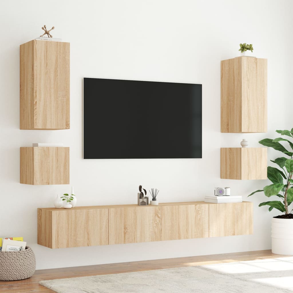 Meuble TV mural avec lumières LED chêne sonoma 40,5x35x40 cm - XIOS