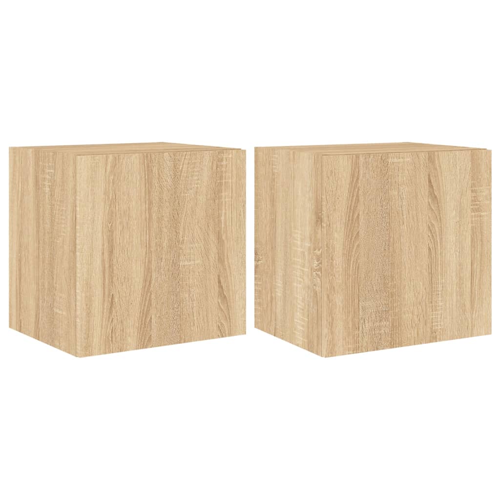 Meubles TV muraux lumières LED 2 pcs chêne sonoma 40,5x35x40 cm - XIOS