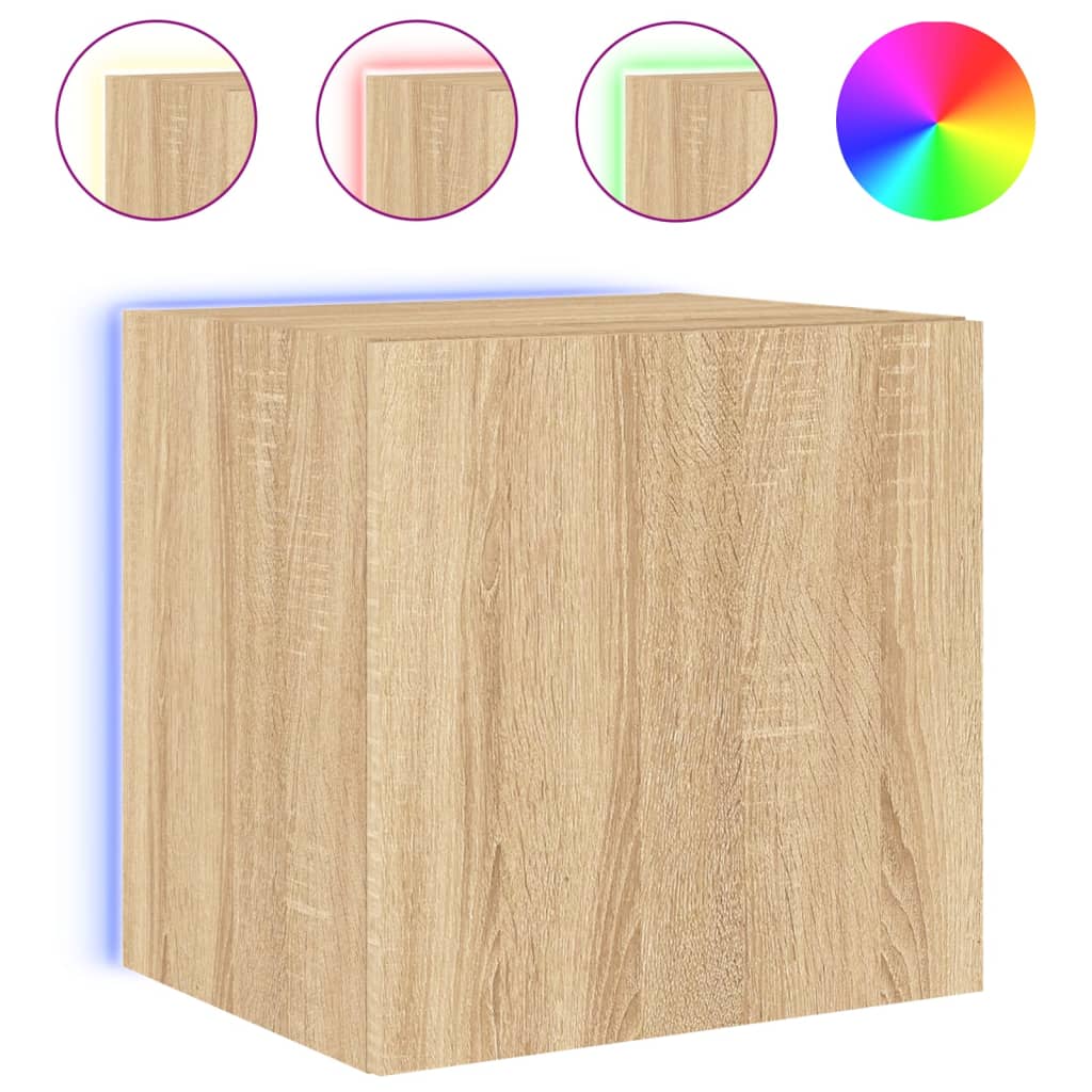 Meubles TV muraux lumières LED 2 pcs chêne sonoma 40,5x35x40 cm - XIOS