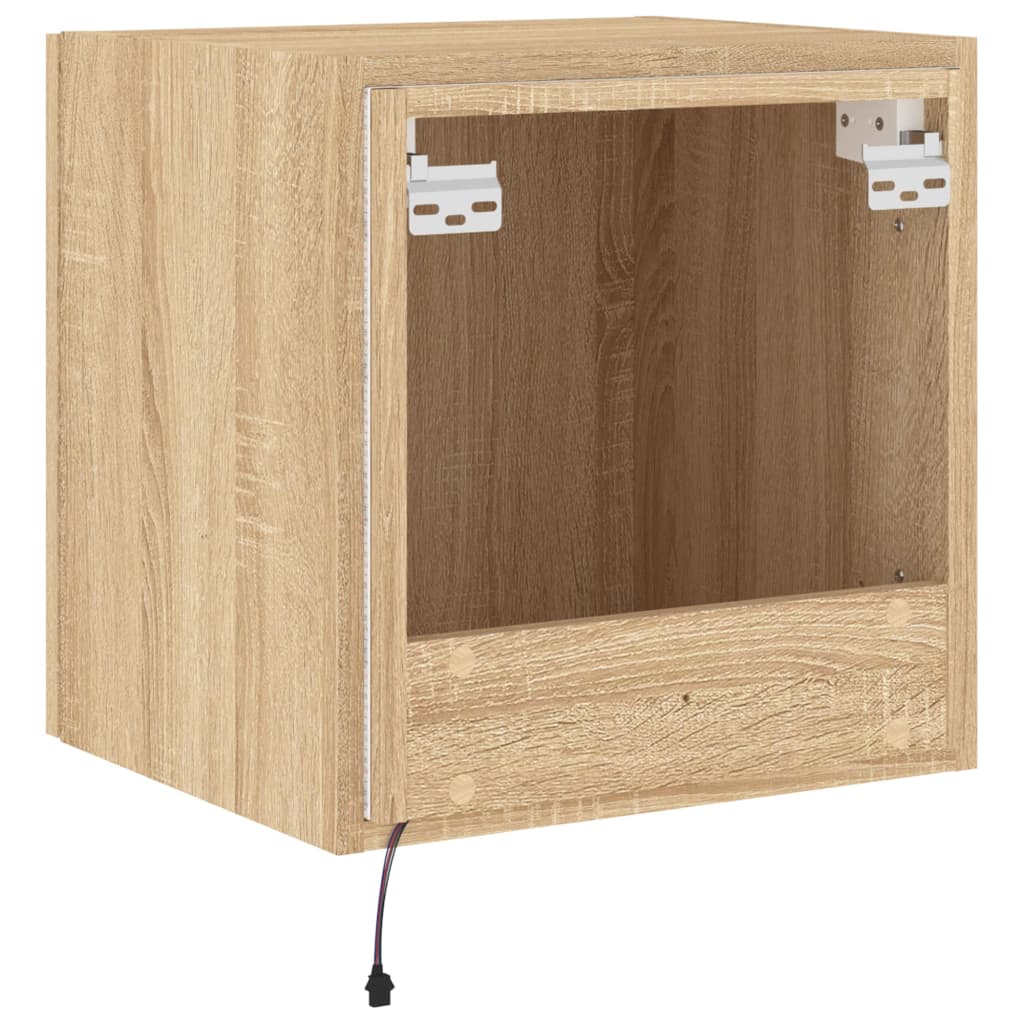 Meubles TV muraux lumières LED 2 pcs chêne sonoma 40,5x35x40 cm - XIOS