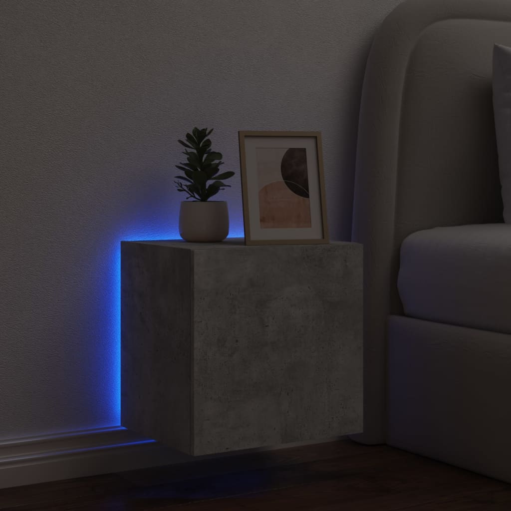 Meuble TV mural avec lumières LED gris béton 40,5x35x40 cm - XIOS