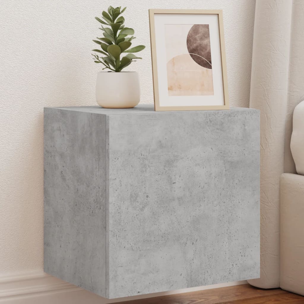Meuble TV mural avec lumières LED gris béton 40,5x35x40 cm - XIOS