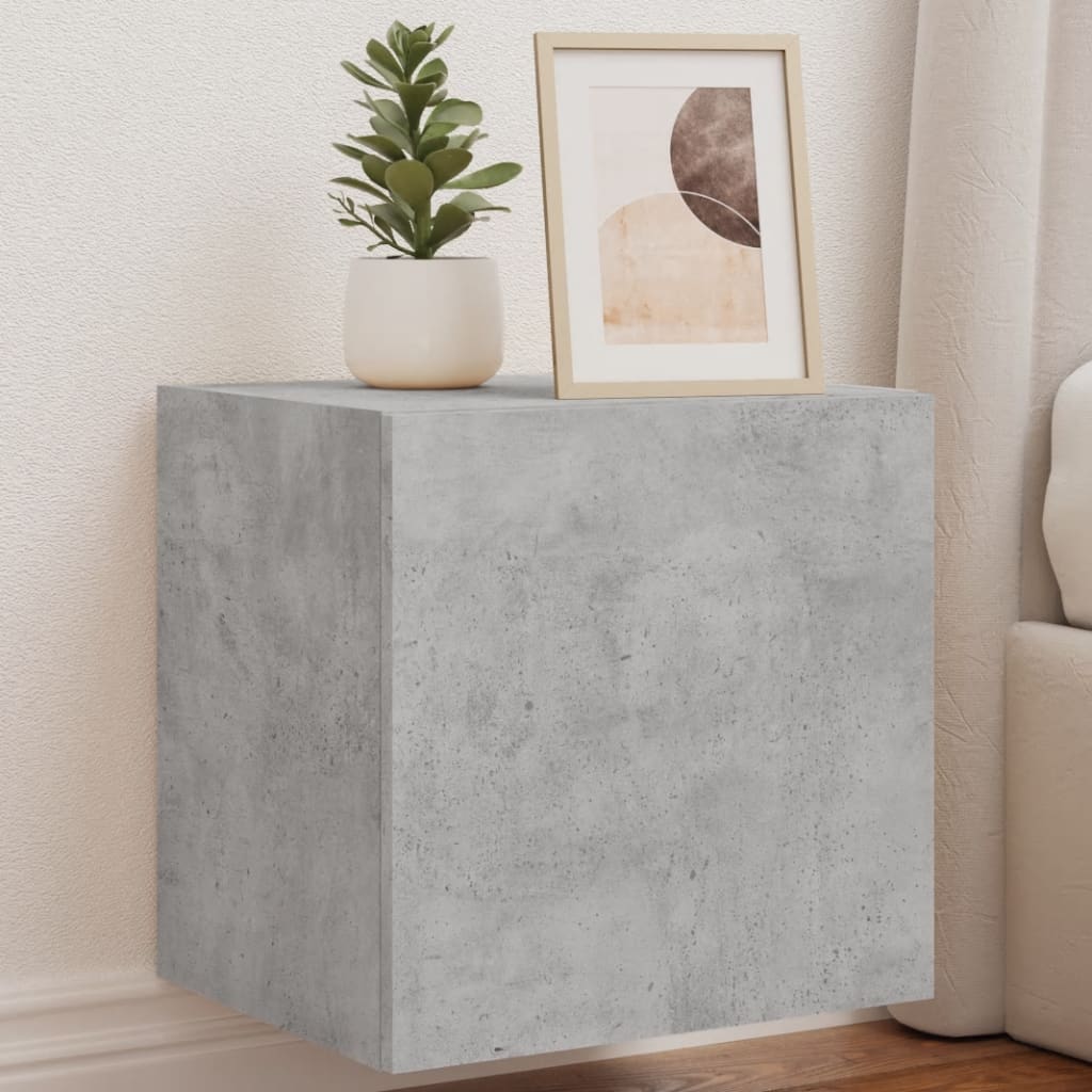 Meubles TV muraux et lumières LED 2pcs gris béton 40,5x35x40 cm - XIOS