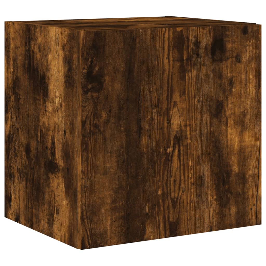 Meubles TV muraux et lumières LED 2pcs chêne fumé 40,5x35x40 cm - XIOS