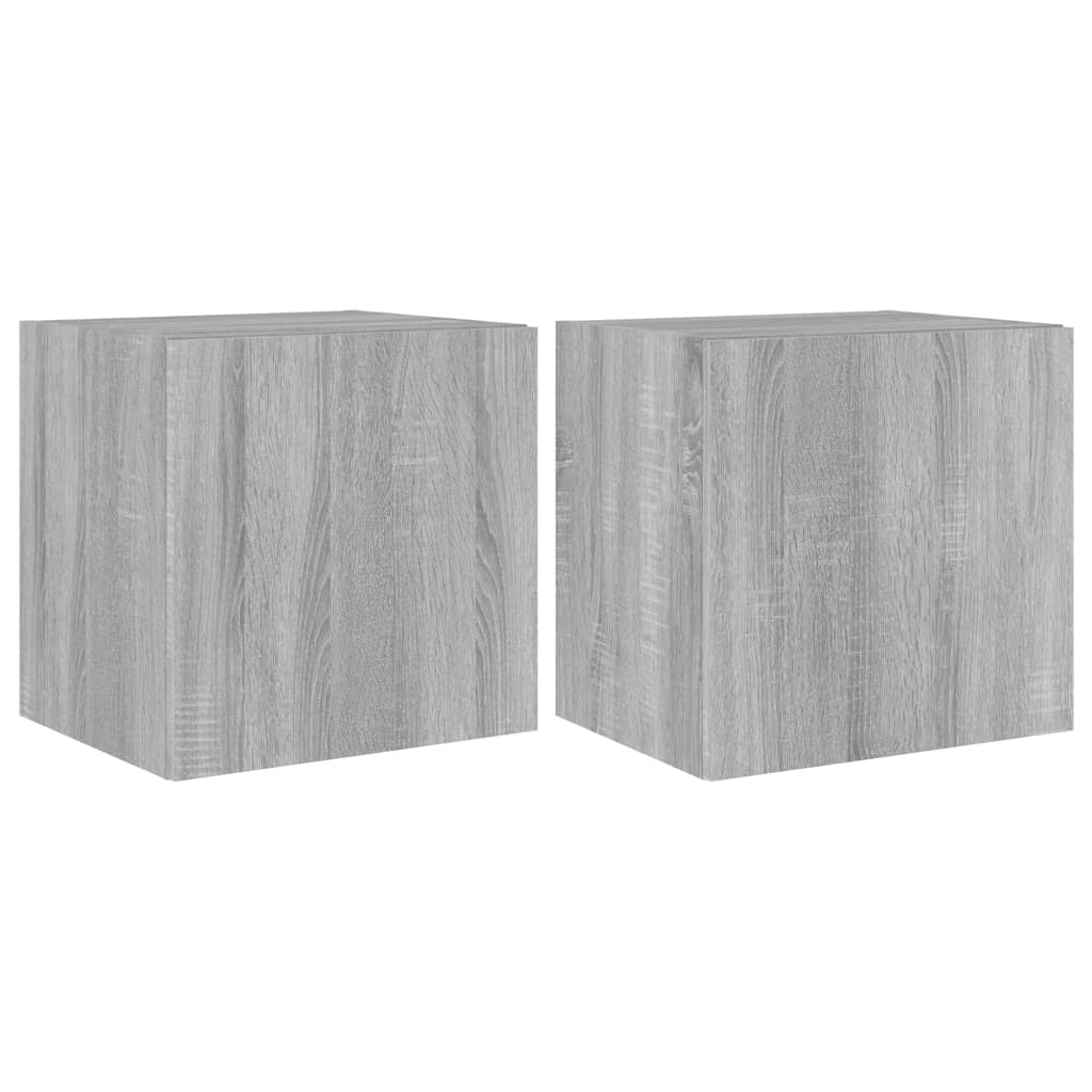 Meubles TV muraux et lumières LED 2pcs sonoma gris 40,5x35x40cm - XIOS