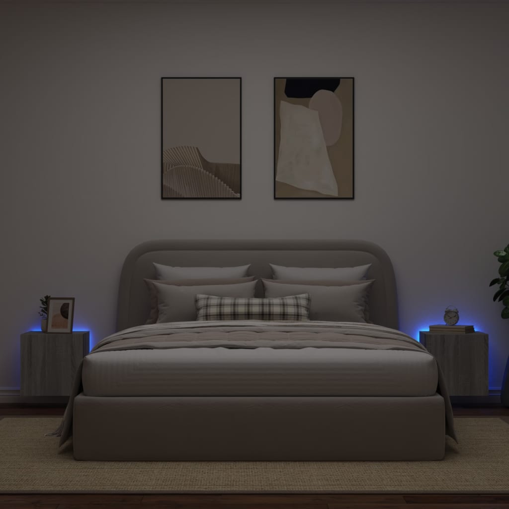 Meubles TV muraux et lumières LED 2pcs sonoma gris 40,5x35x40cm - XIOS