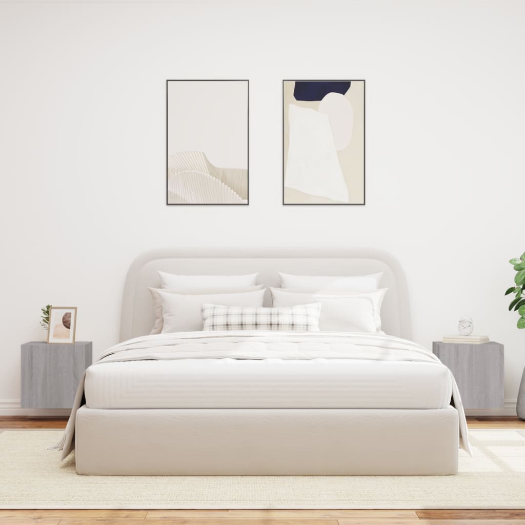 Meubles TV muraux et lumières LED 2pcs sonoma gris 40,5x35x40cm - XIOS