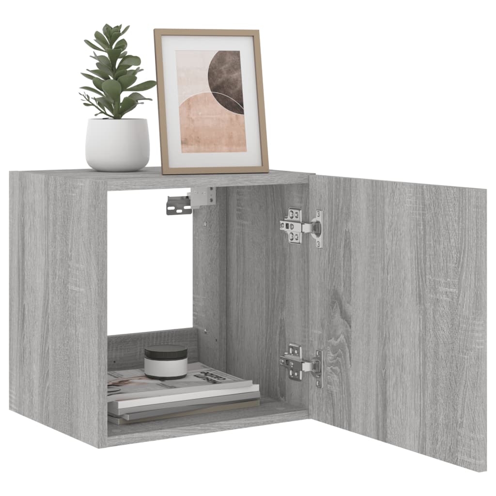 Meubles TV muraux et lumières LED 2pcs sonoma gris 40,5x35x40cm - XIOS