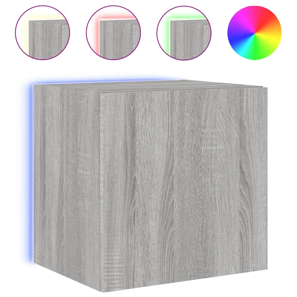Meubles TV muraux et lumières LED 2pcs sonoma gris 40,5x35x40cm - XIOS