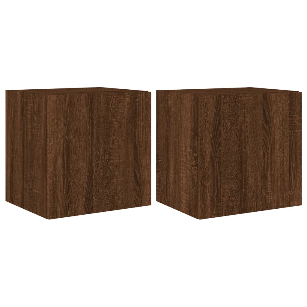 Meubles TV muraux lumières LED 2 pcs chêne marron 40,5x35x40 cm - XIOS