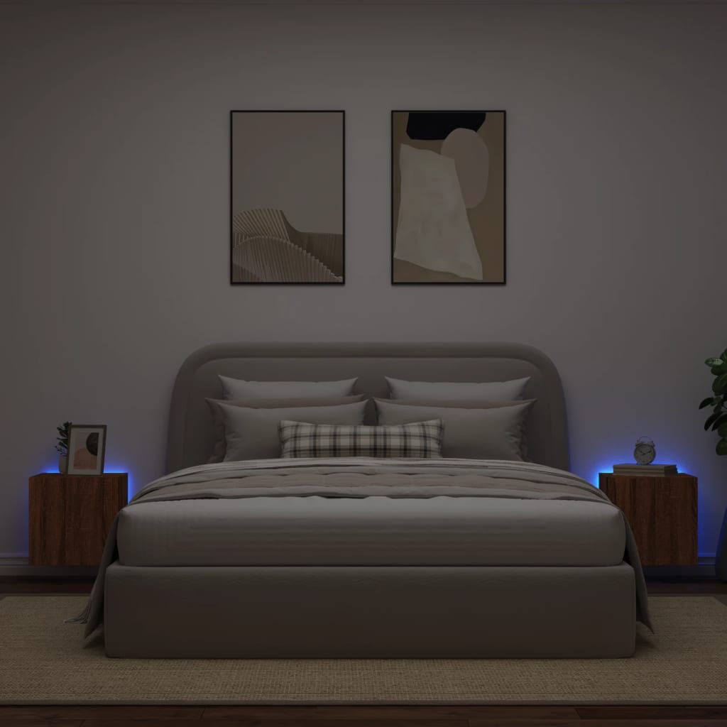 Meubles TV muraux lumières LED 2 pcs chêne marron 40,5x35x40 cm - XIOS