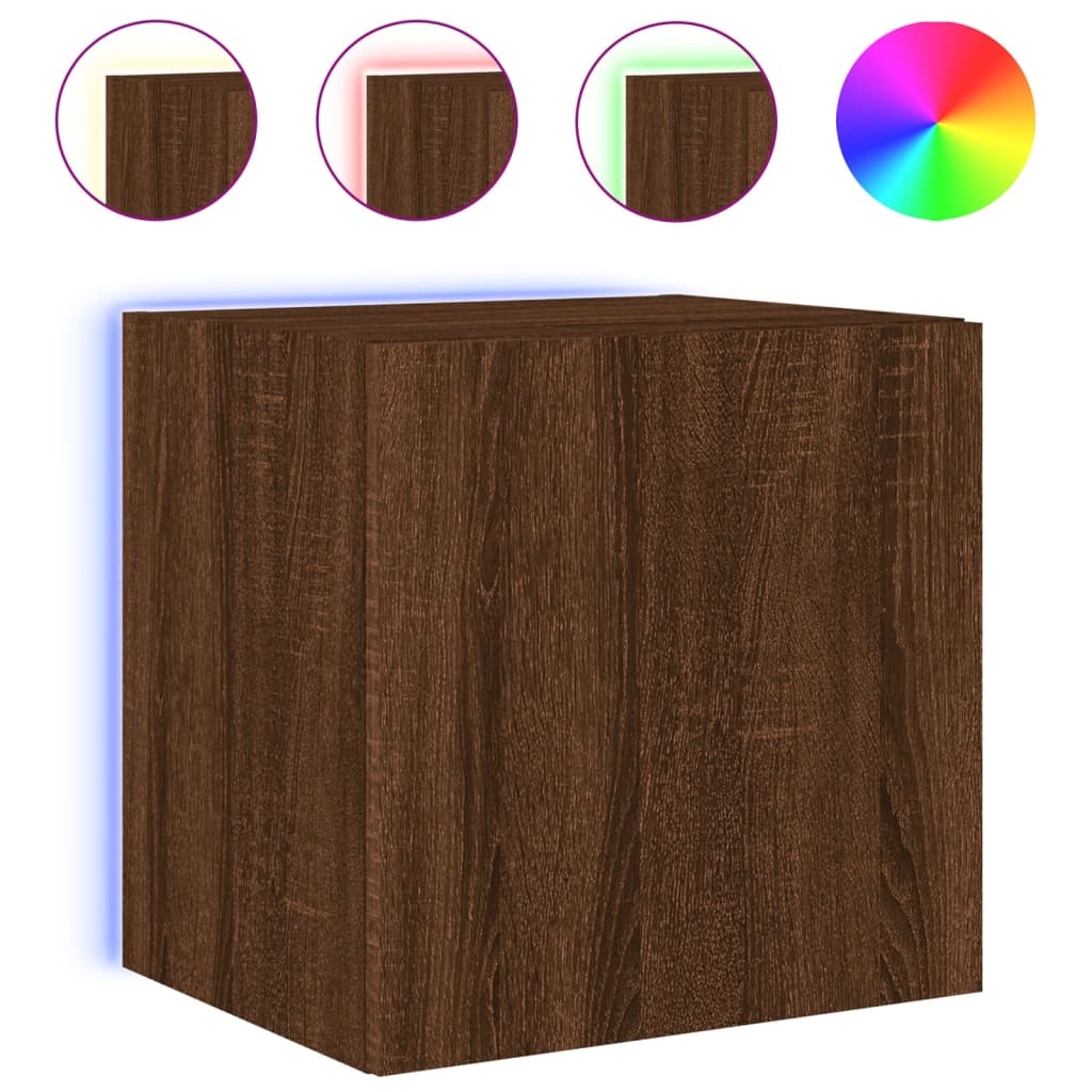 Meubles TV muraux lumières LED 2 pcs chêne marron 40,5x35x40 cm - XIOS