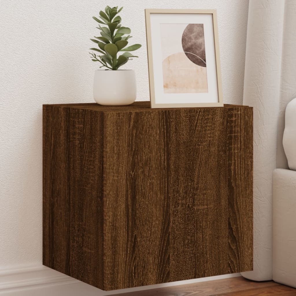Meubles TV muraux lumières LED 2 pcs chêne marron 40,5x35x40 cm - XIOS