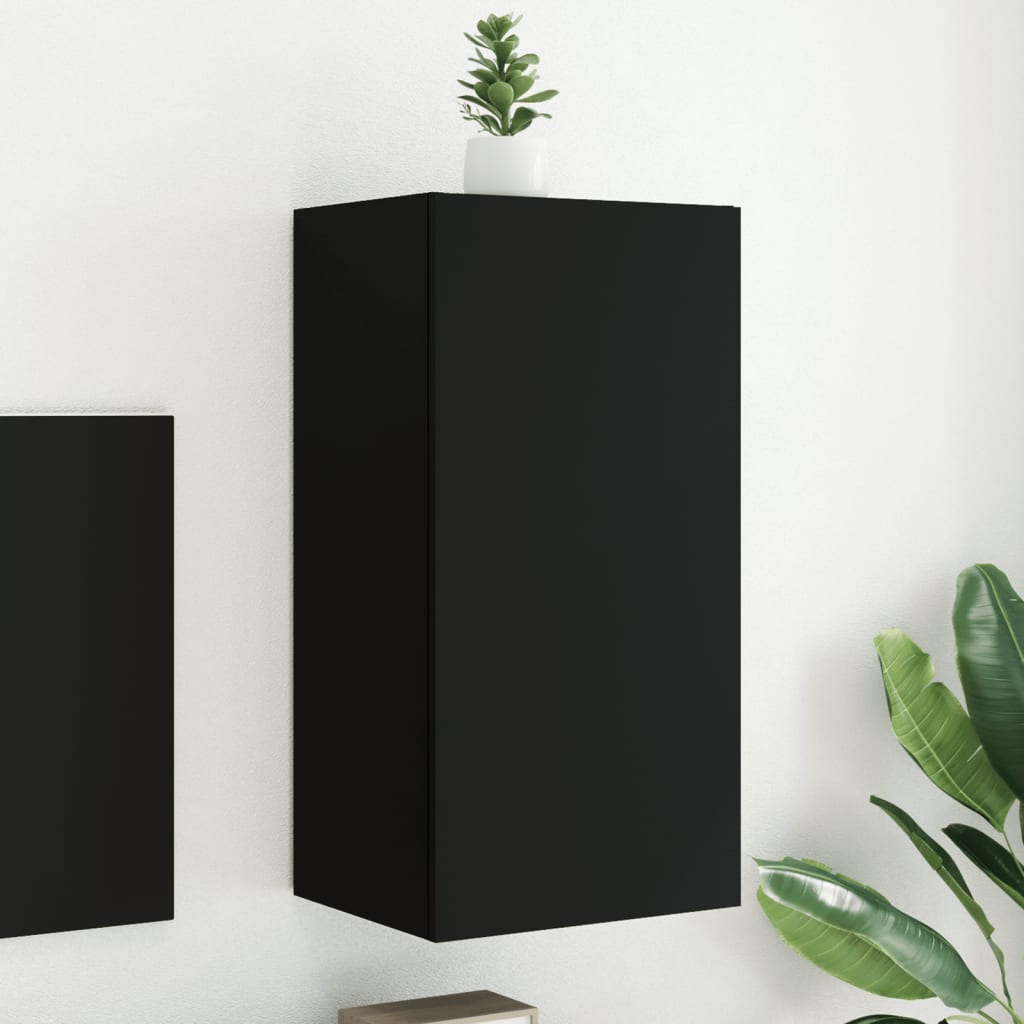 Meuble TV mural avec lumières LED noir 40,5x35x80 cm - XIOS