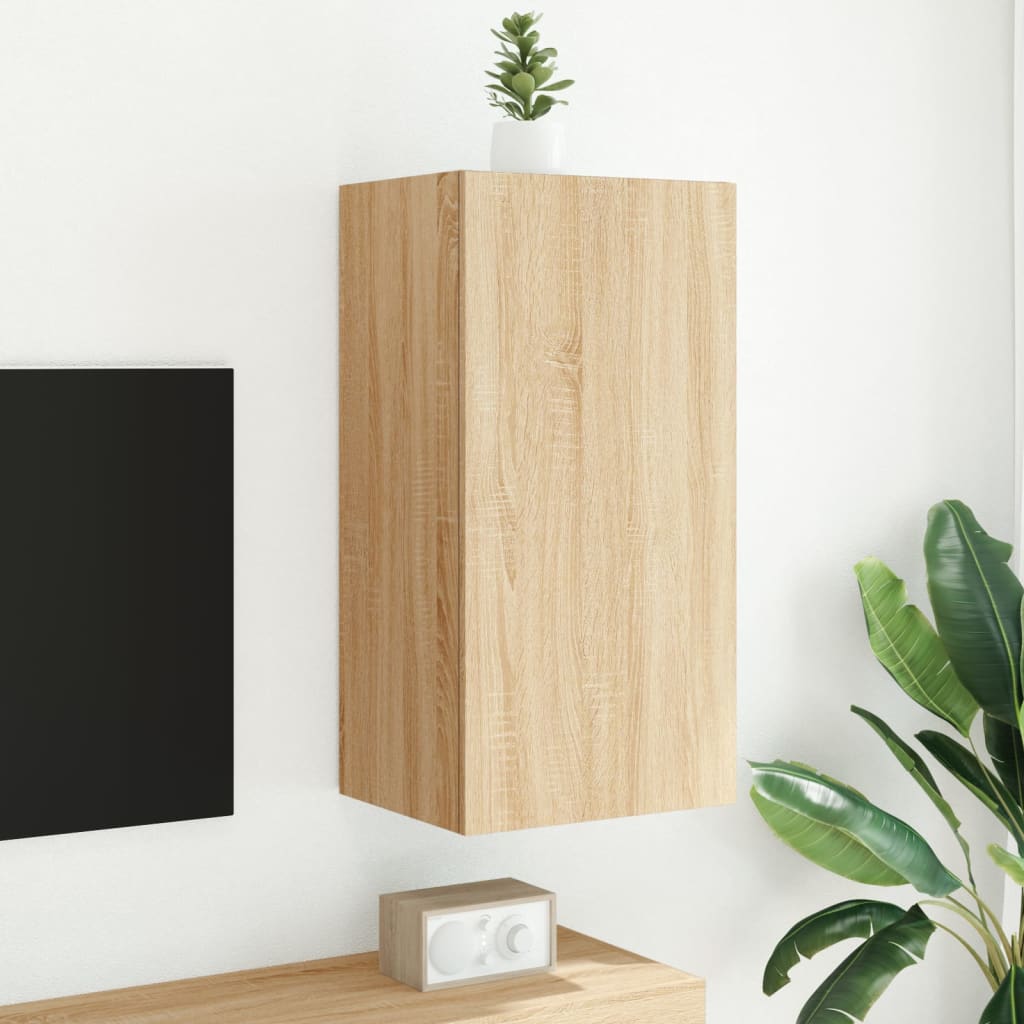 Meuble TV mural avec lumières LED chêne sonoma 40,5x35x80 cm - XIOS